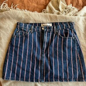 Reformation Navy and Pink Striped Mini Skirt